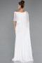 Robe de Soirée Longue Mousseline Blanc ABU5418