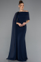 Robe de Soirée Longue Mousseline Bleu Marine ABU5418