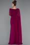 Robe de Soirée Longue Mousseline Prune ABU5418