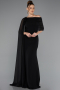 Robe de Soirée Longue Mousseline Noir ABU5418