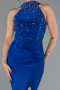 Robe de Soirée Longue Bleu Saxe ABU5422