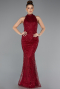 Robe De Soirée Longue Rouge Bordeaux ABU4791
