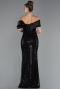Robe de Soirée Longue Perlé Noir ABU5434