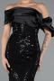 Robe de Soirée Longue Perlé Noir ABU5434