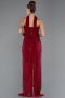 Robe de Soirée Longue Perlé Rouge Bordeaux ABU5438