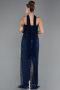 Robe de Soirée Longue Perlé Bleu Marine ABU5438