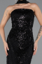 Robe de Soirée Longue Perlé Noir ABU5438