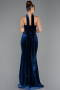 Robe de Soirée Longue Velours Bleu Marine ABU5437