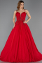 Robe De Fiançailles Grande Taille Longue Mousseline Rouge ABU5469