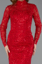 Robe Haute Couture Longue Dantelle Rouge ABU5461