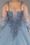 Robe De Fiançailles Grande Taille Longue Bleu Fumé ABU3822