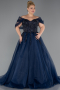Robes De Soirée Grande Taille Longue Bleu Marine ABU4747