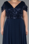 Robe de Soirée Grande Taille Longue Bleu Marine ABU828