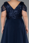 Robe de Soirée Grande Taille Longue Bleu Marine ABU828