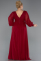 Robe Grande Taille Mousseline Longue Rouge Bordeaux ABU1988