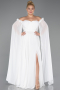Robe Grande Taille Longue Mousseline Blanc ABU3464
