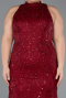 Robe De Soirée Grande Taille Perlé Longue Rouge Bordeaux ABU5063