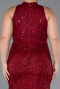 Robe De Soirée Grande Taille Perlé Longue Rouge Bordeaux ABU5063