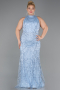 Robe De Soirée Grande Taille Perlé Longue Bleu clair ABU5063
