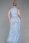Robe De Soirée Grande Taille Perlé Longue Bleu clair ABU5063