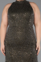 Robe De Soirée Grande Taille Perlé Longue Kaki Foncé ABU5063