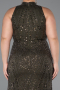 Robe De Soirée Grande Taille Perlé Longue Kaki Foncé ABU5063