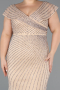 Robe de Soirée Grande Taille Longue Pierreux Beige ABU5439