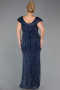 Robe de Soirée Grande Taille Longue Pierreux Bleu Marine ABU5439