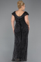 Robe de Soirée Grande Taille Longue Pierreux Noir ABU5439