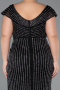 Robe de Soirée Grande Taille Longue Pierreux Noir ABU5439