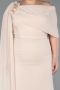 Robe de Soirée Grande Taille Longue Mousseline Beige ABU5419