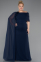 Robe de Soirée Grande Taille Longue Mousseline Bleu Marine ABU5419