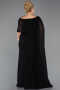 Robe de Soirée Grande Taille Longue Mousseline Noir ABU5419