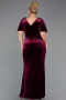 Robes De Soirée Grande Taille Velours Longue Rouge Bordeaux ABU4317