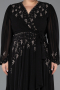 Robe De Soirée Grande Taille Longue Mousseline Noir ABU5360