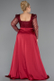 Robe De Fiançailles Grande Taille Perlé Longue Rouge Bordeaux ABU4761