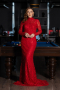 Robe Haute Couture Longue Dantelle Rouge ABU5461