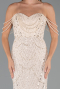 Robe de Soirée Longue Perlé Beige ABU5477