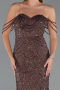 Robe de Soirée Longue Perlé Brun ABU5477