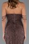 Robe de Soirée Longue Perlé Brun ABU5477