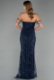 Robe de Soirée Longue Perlé Bleu Marine ABU5477