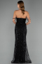 Robe de Soirée Longue Perlé Noir ABU5477