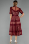 Tenue De Soirée Dantelle Midi Rouge Bordeaux ABK1388