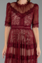 Tenue De Soirée Dantelle Midi Rouge Bordeaux ABK1388