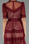 Tenue De Soirée Dantelle Midi Rouge Bordeaux ABK1388