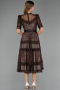 Tenue De Soirée Dantelle Midi Brun ABK1388
