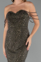 Robe de Soirée Longue Perlé Kaki ABU5477