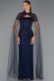 Robe de Soirée Longue Perlé Bleu Marine ABU5483