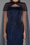 Robe de Soirée Longue Perlé Bleu Marine ABU5483