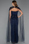 Robe de Soirée Longue Perlé Bleu Marine ABU5483